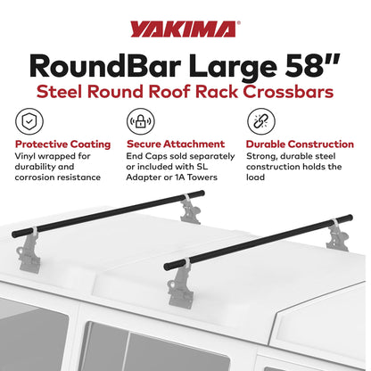 Yakima RoundBar Medium 58” Steel Round Roof Rack System Crossbars, Set of 2