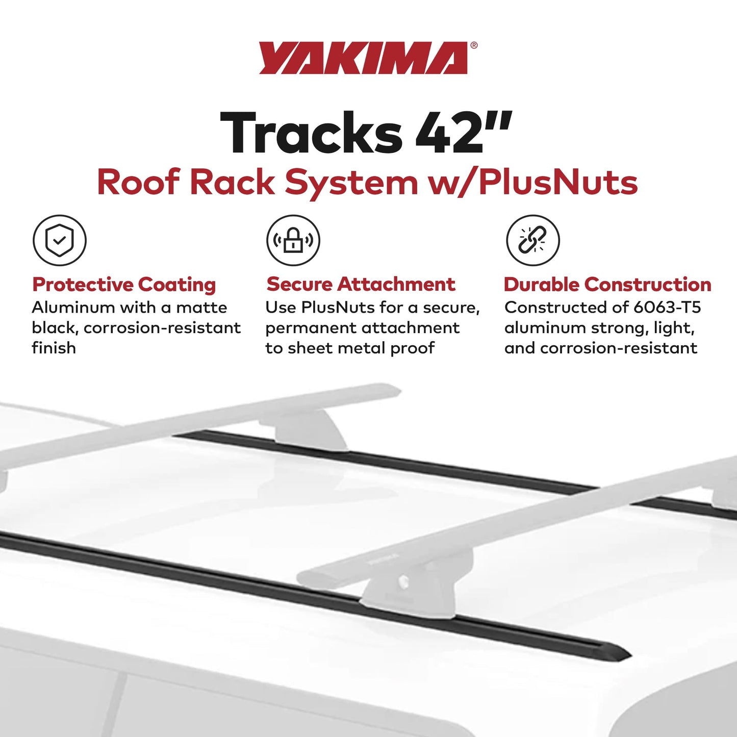 Yakima Tracks 42 in. Roof Rack System w/PlusNuts, Compatible w/StreamLine Towers