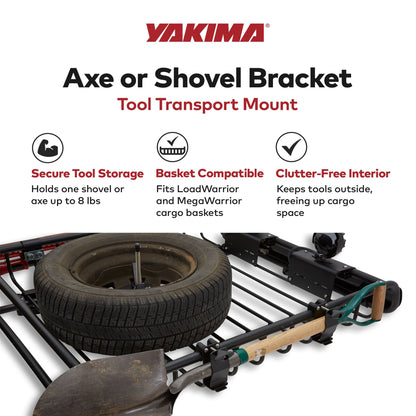 YAKIMA Axe or Shovel Bracket, Secures Single Axe or shovel To Warrior Basket