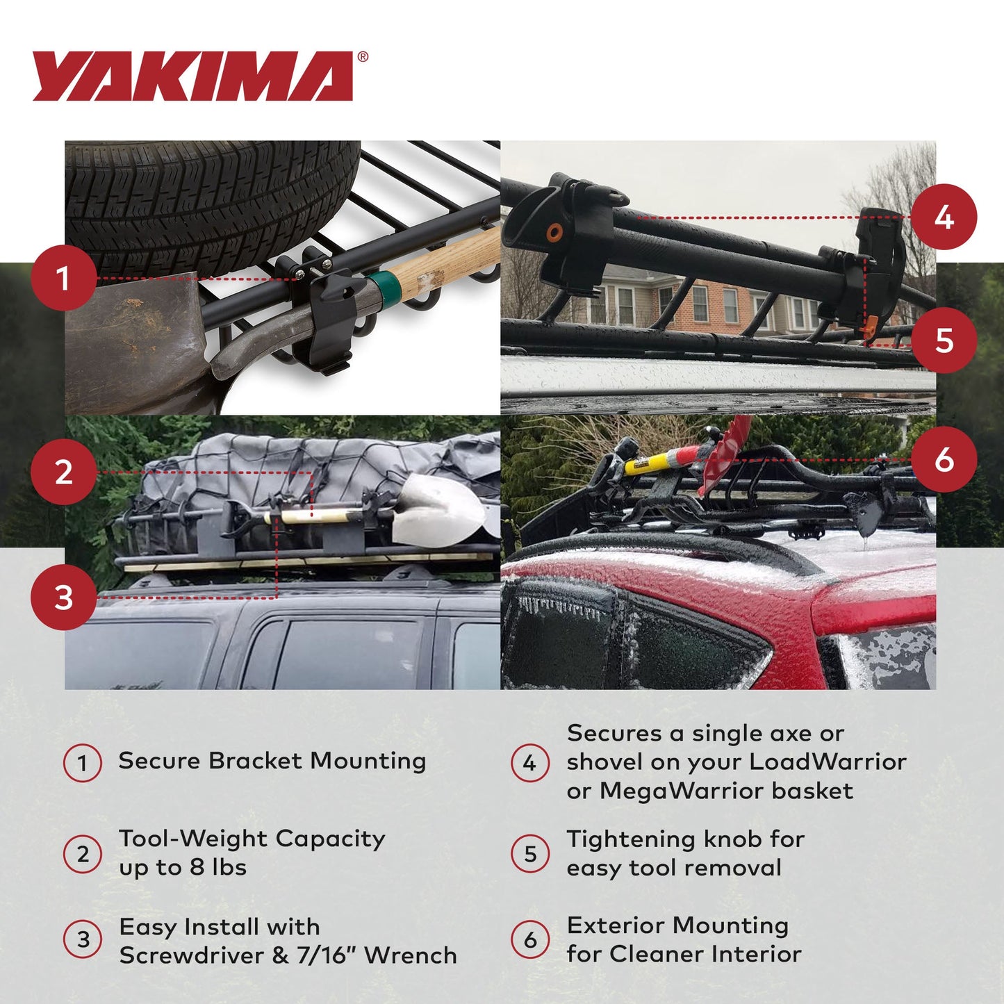 YAKIMA Axe or Shovel Bracket, Secures Single Axe or shovel To Warrior Basket