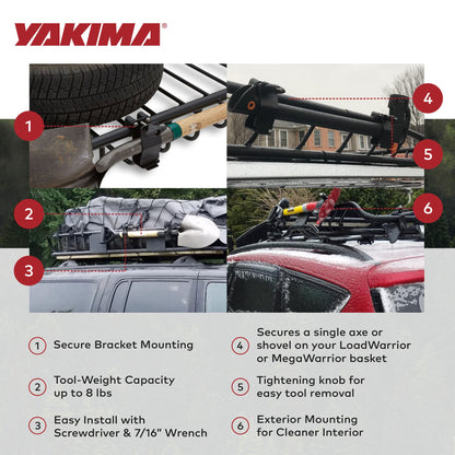 YAKIMA Axe or Shovel Bracket, Secures Single Axe or shovel To Warrior Basket