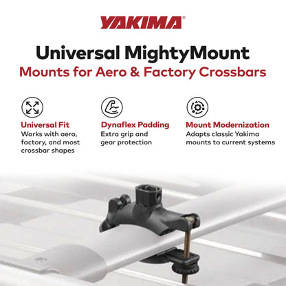 Yakima Universal MightyMount Mounts Aero or Factory Crossbars, Black, Set of 4