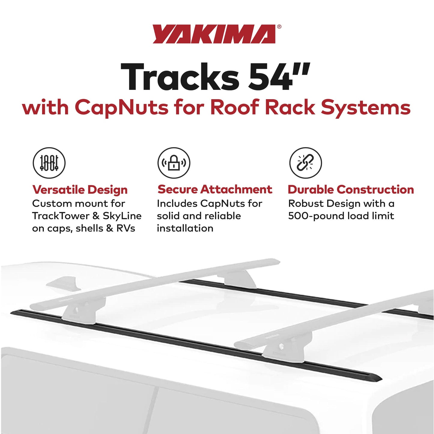Yakima 54 Inch Tracks with CapNuts, Compatible with TrackTower or SkyLine Towers