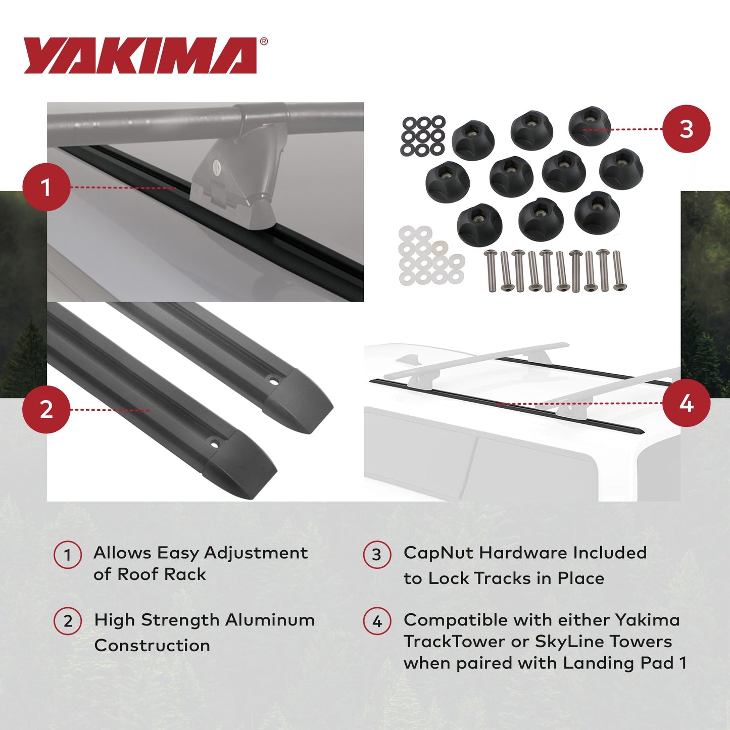 Yakima 54 Inch Tracks with CapNuts, Compatible with TrackTower or SkyLine Towers