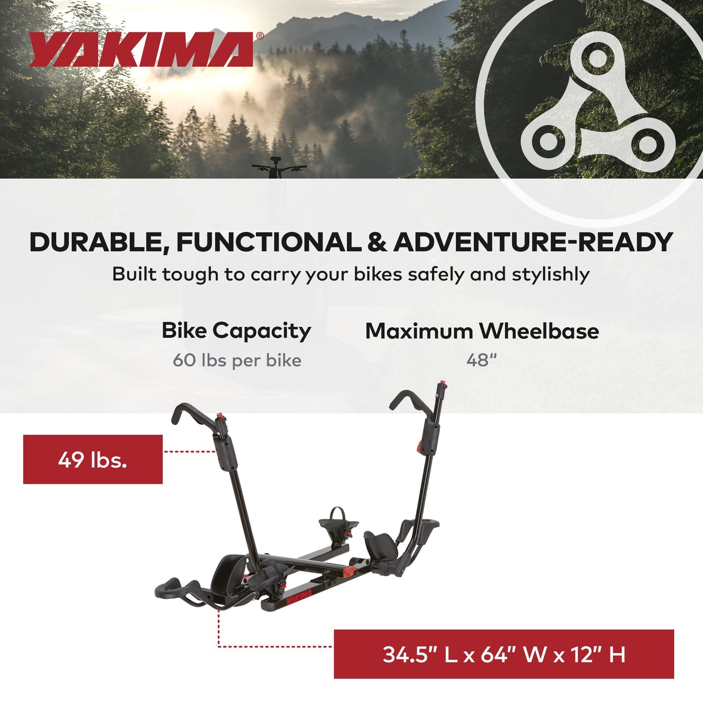 Yakima HoldUp 2 Bike Capacity 1.25" Hitch Bicycle Bike Rack w/SKS Locks, Black