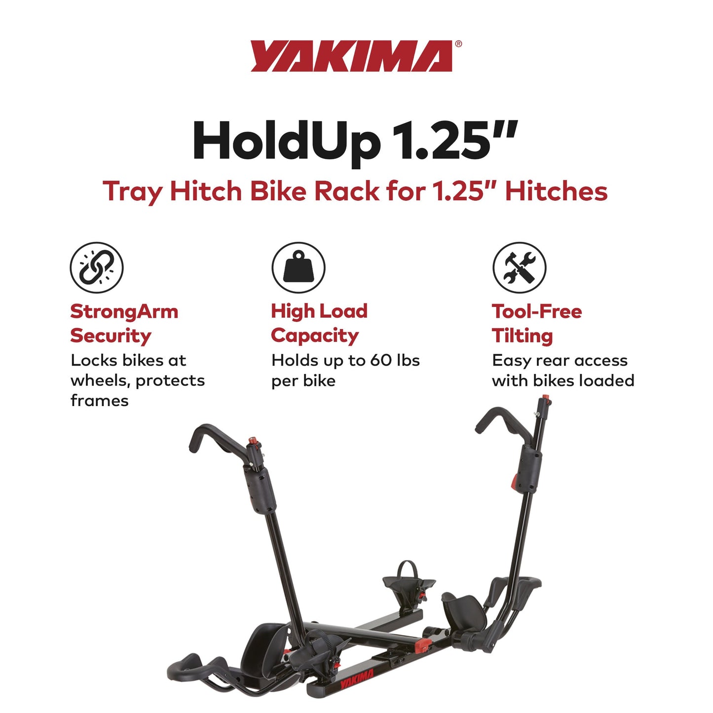 Yakima HoldUp 2 Bike Capacity 1.25" Hitch Bicycle Bike Rack w/SKS Locks, Black