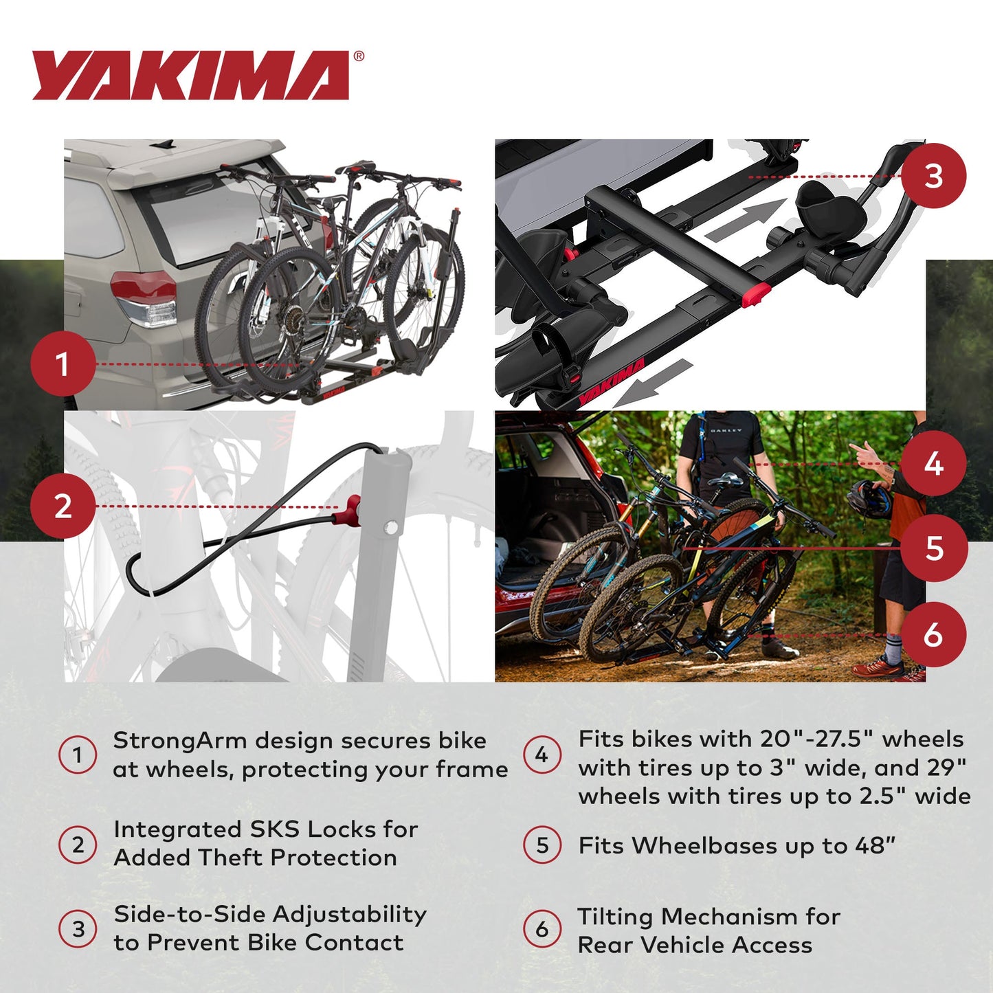 Yakima HoldUp 2 Bike Capacity 1.25" Hitch Bicycle Bike Rack w/SKS Locks, Black