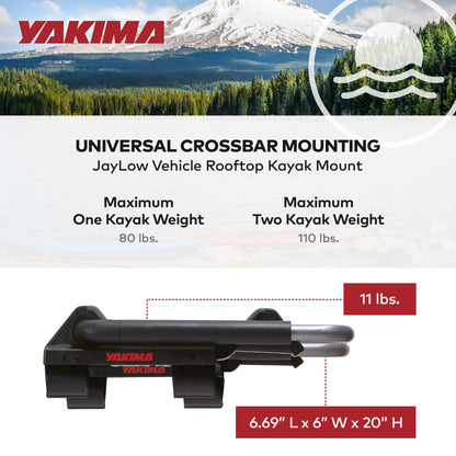 Yakima JayLow Rooftop Mounted Kayak Rack, Compatible with StreamLine Towers