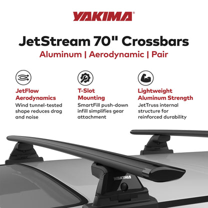 Yakima 70 Inch Pair JetStreamRoof Rack Crossbars, Compatible w/StreamLine Towers