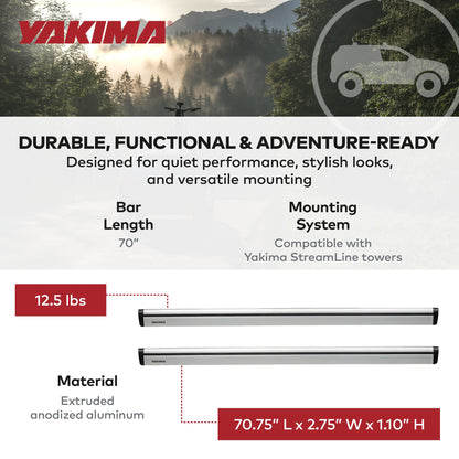 Yakima 70" Pair JetStreamRoof Rack Crossbars, Compatible with StreamLine Towers