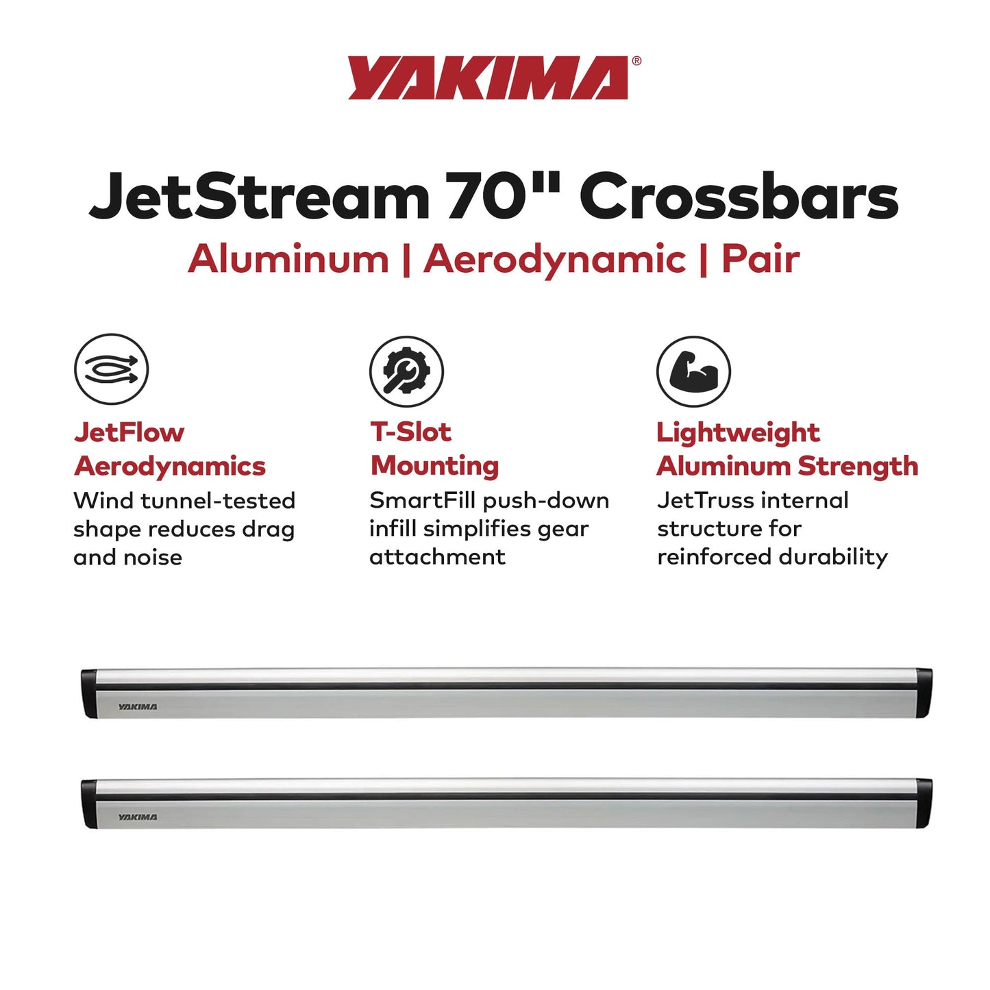 Yakima 70" Pair JetStreamRoof Rack Crossbars, Compatible with StreamLine Towers