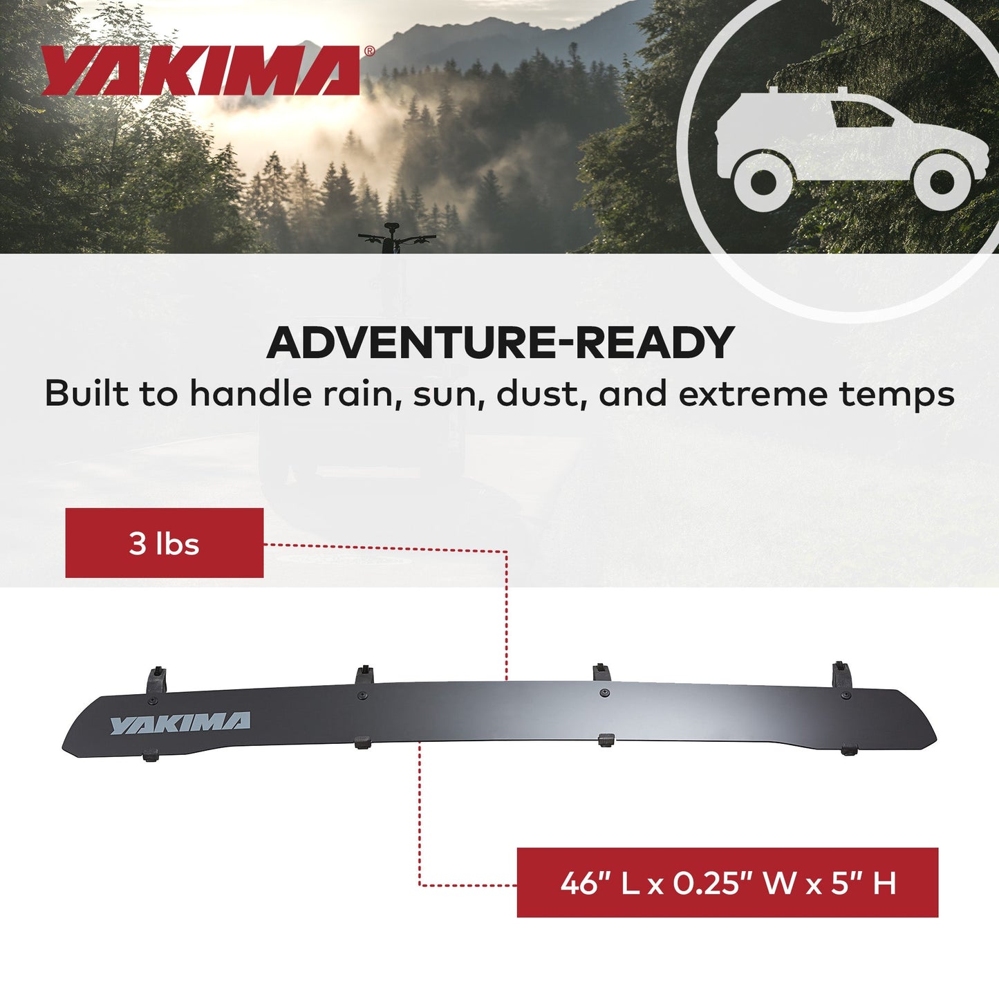 Yakima WindShield 46 Inch Roof Rack Wind Fairing, Compatible w/StreamLine Towers