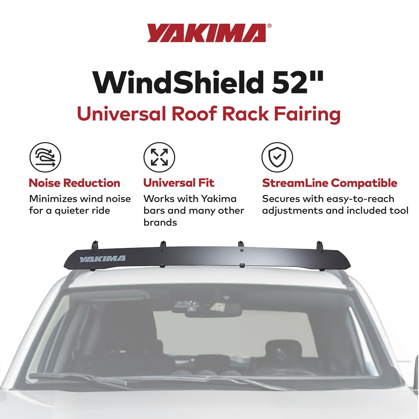 Yakima WindShield 52 Inch Roof Rack Wind Fairing, Compatible w/StreamLine Towers