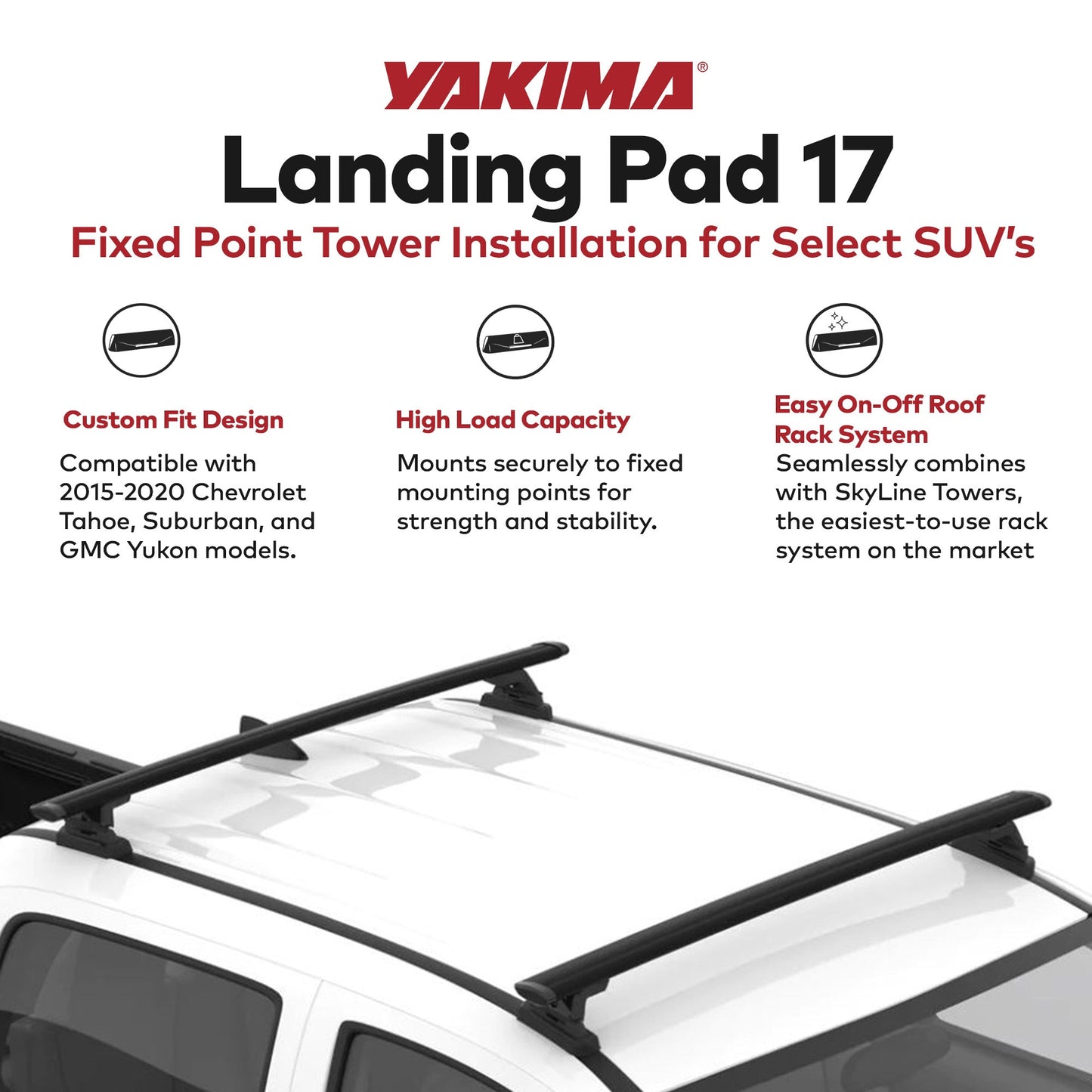 YAKIMA Landing Pad 17 Fixed Point Mounts for Select 2015+ Chevy/GMC/Cadillac SUV