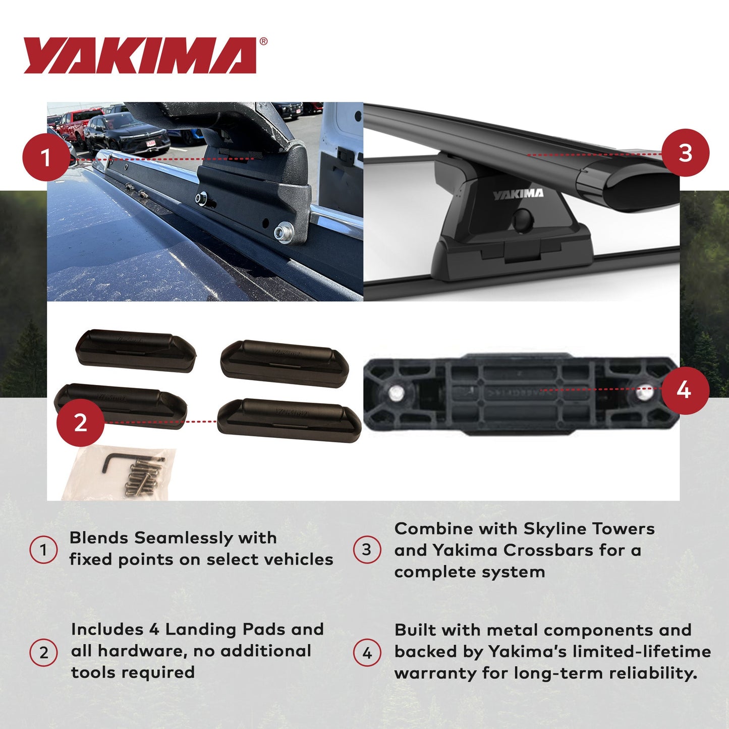 YAKIMA Landing Pad 17 Fixed Point Mounts for Select 2015+ Chevy/GMC/Cadillac SUV