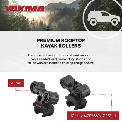YAKIMA HandRoll Rooftop Mounted Kayak Rack for Vehicles, Set of 2 Kayak Rollers