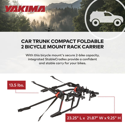 Yakima HangOut Car Trunk Compact Foldable 2 Bicycle Mount Rack Carrier, Black