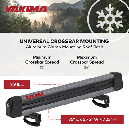 Yakima FreshTrack 6 Universal Car Roof Top Mount Ski and Snowboard Rack, Black