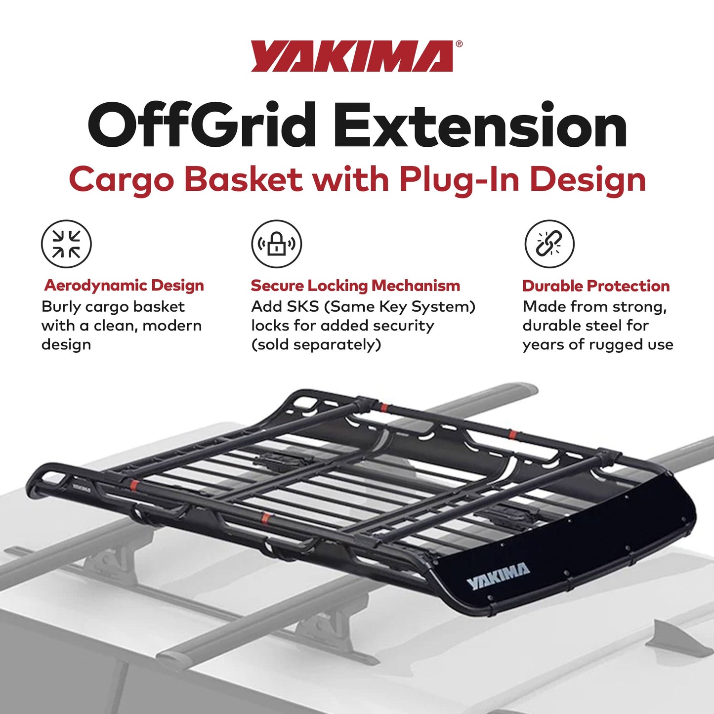 YAKIMA 18 Inch Extension for Medium OffGrid Cargo Basket with Plug-In Design