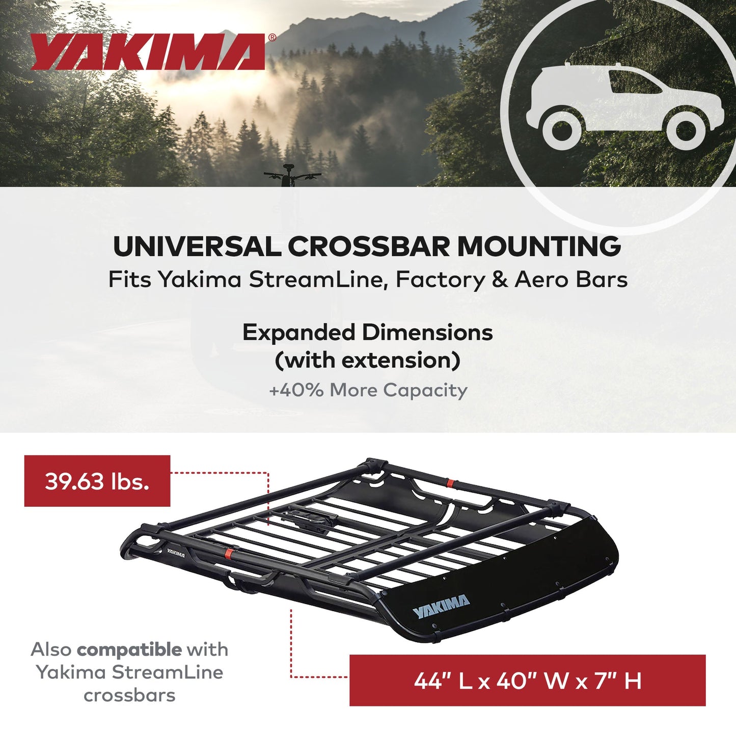 Yakima OffGrid Medium Cargo Basket Roof Rack, Compatible w/StreamLine Systems