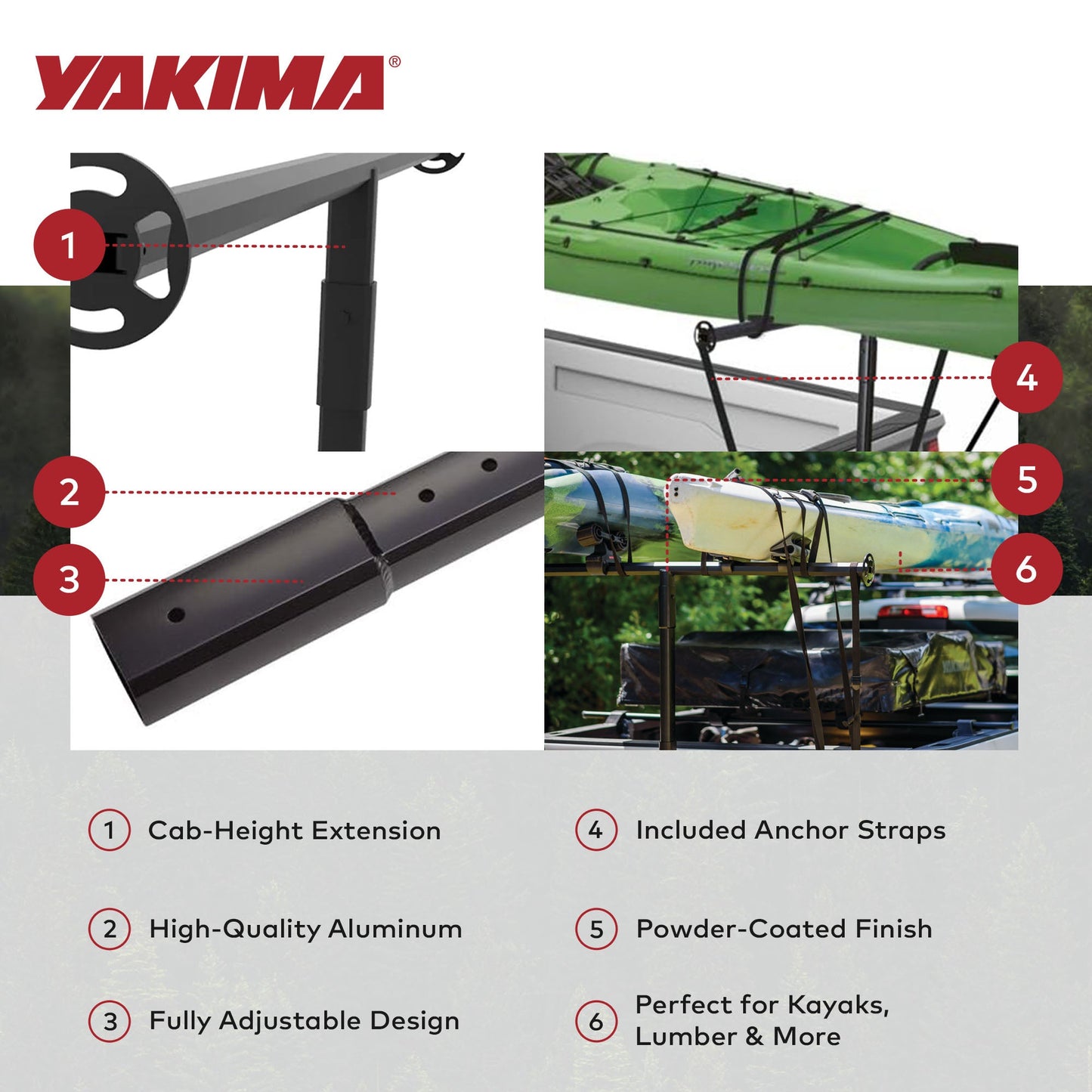 Yakima 3 Pound Aluminum LongArm Height Extension for LongArm Bed Extender, Black