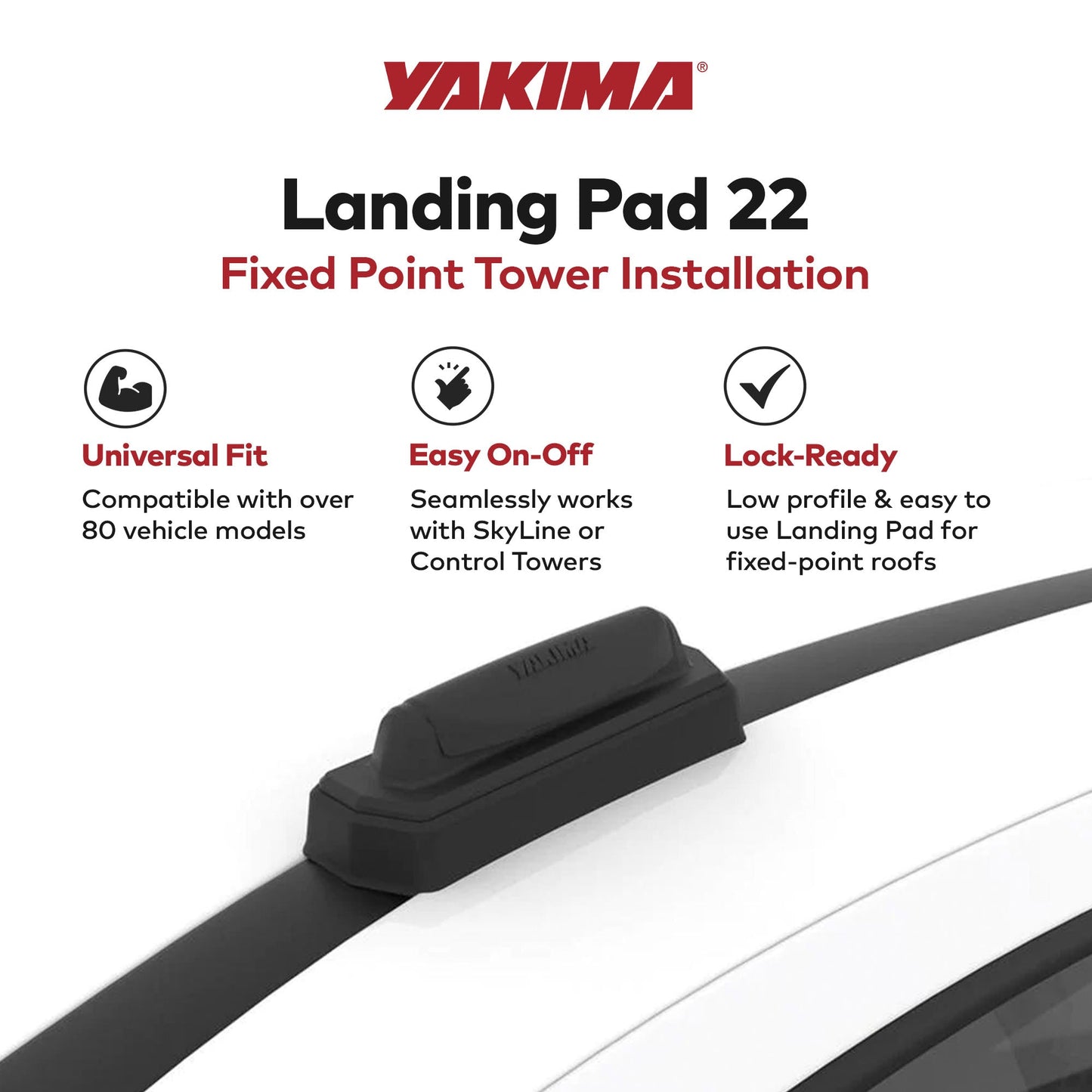 YAKIMA Low Profile Landing Pad 22 for Fixed Point Tower Installation, Set of 4