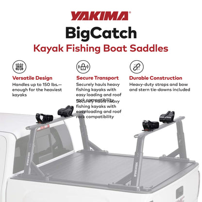 YAKIMA BigCatch Kayak Fishing Boat Saddles for Roof Racks and Trailers, Black