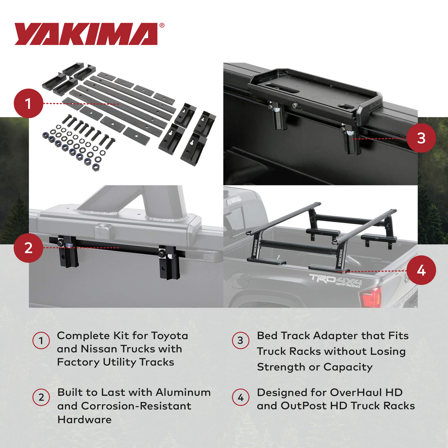 YAKIMA Bed Track Adapter Kit 1 for Toyota and Nissan Truck Bed Rack Systems