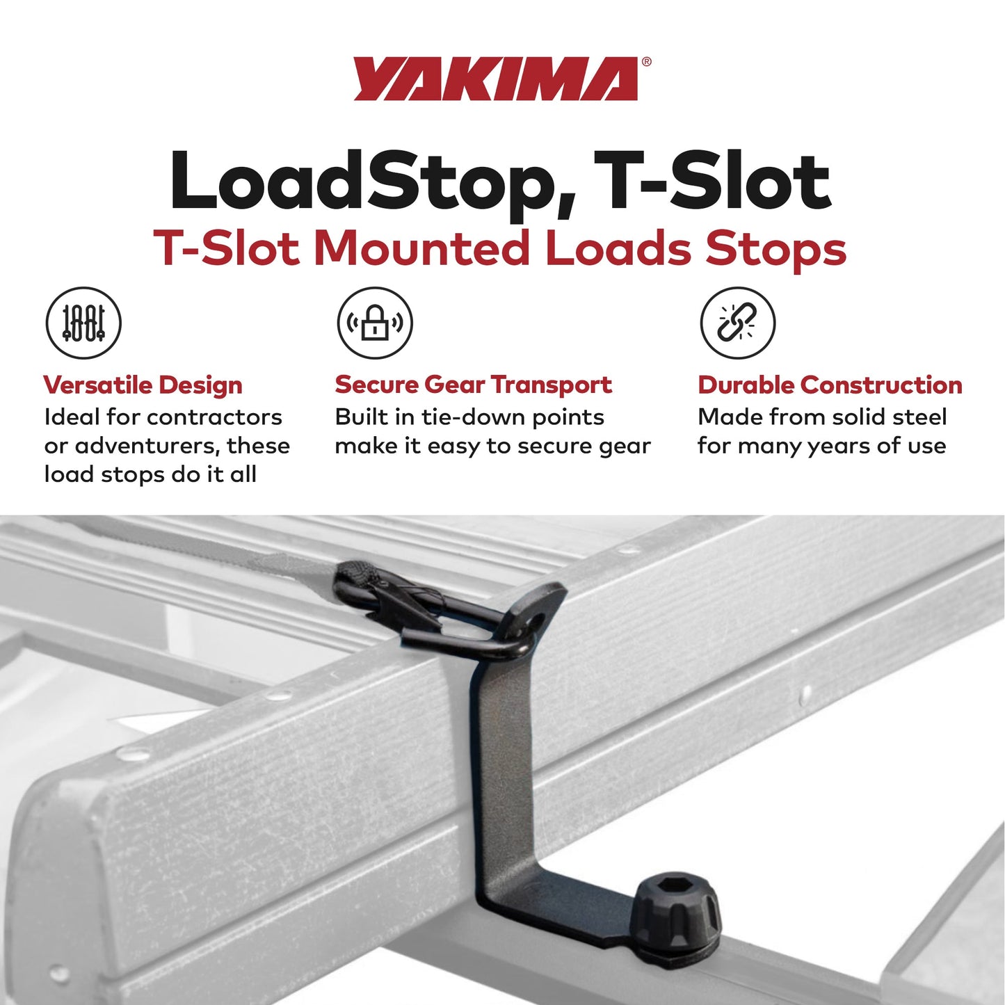 Yakima LoadStop Steel T-Slot Mounted Load Stops Accessory for Yakima Crossbars