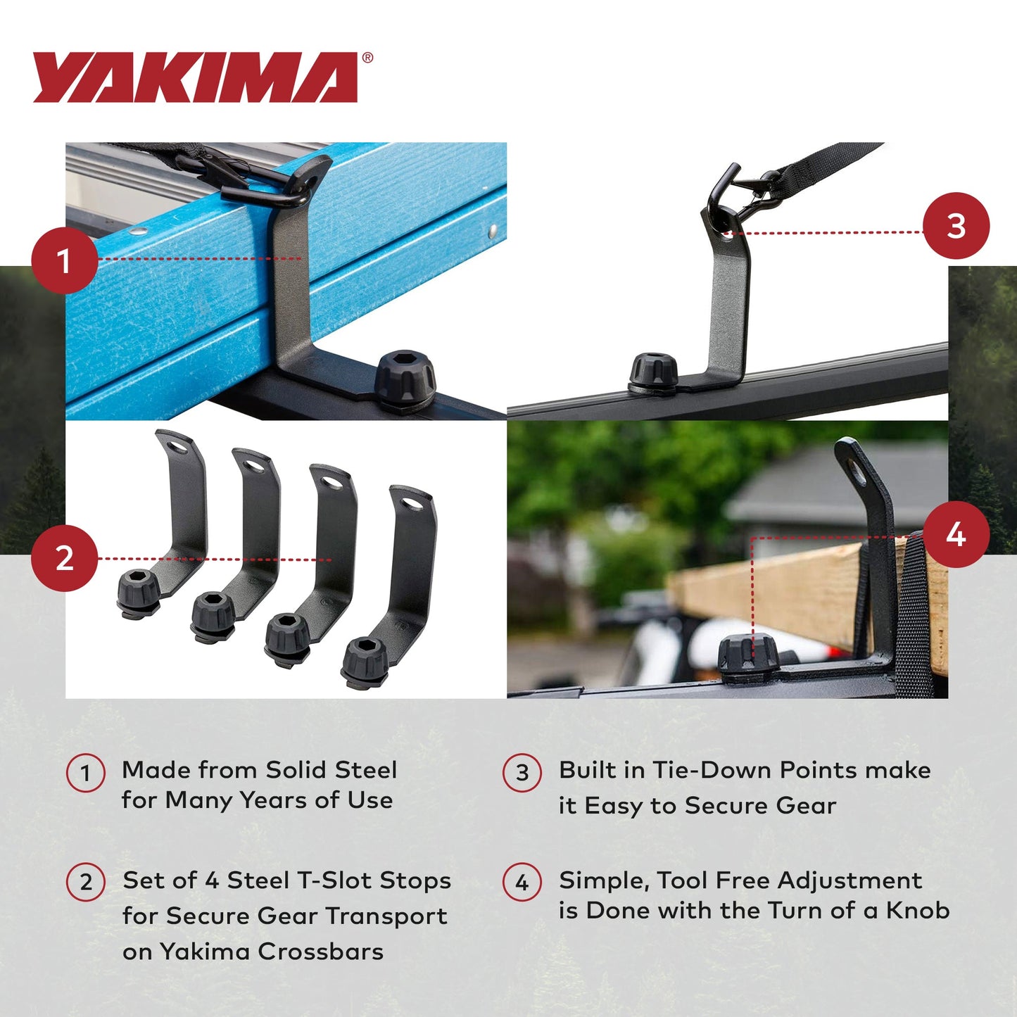 Yakima LoadStop Steel T-Slot Mounted Load Stops Accessory for Yakima Crossbars