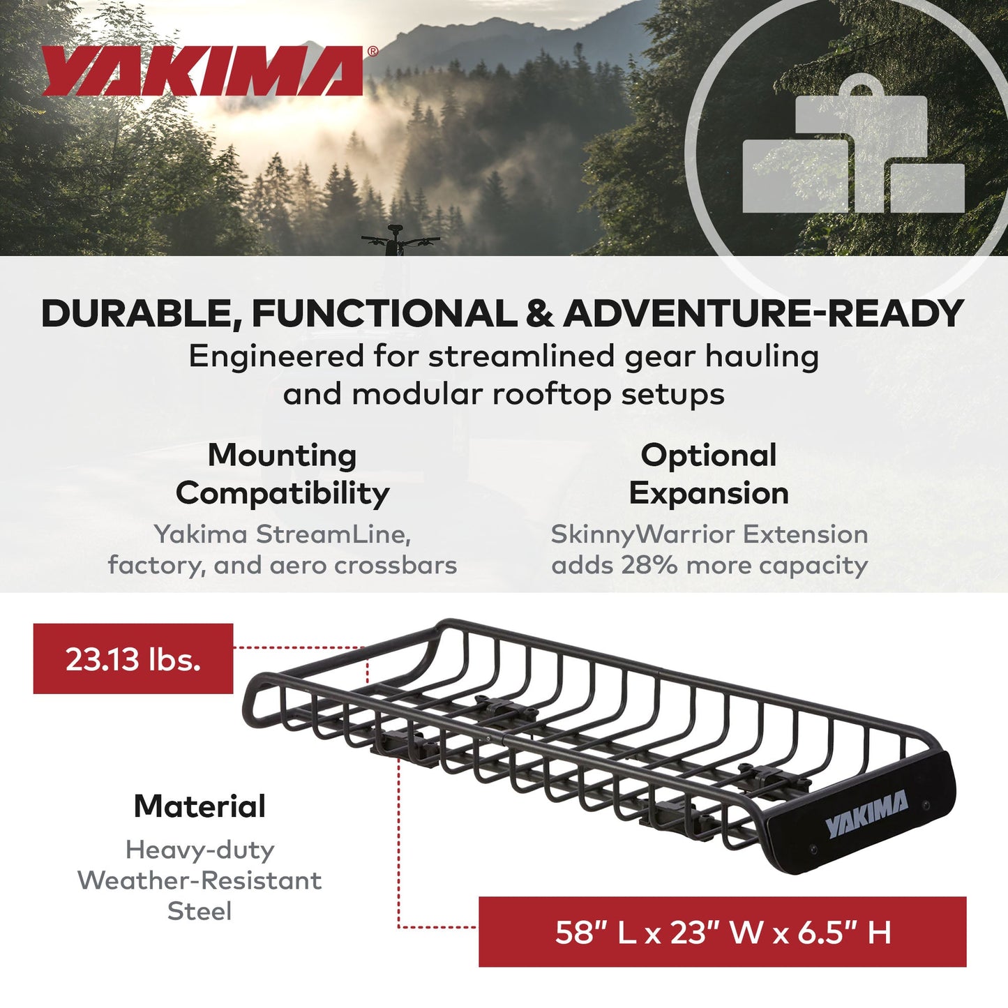 Yakima SkinnyWarrior Long & Narrow Cargo Basket for Yakima StreamLine Crossbars