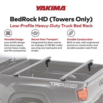 YAKIMA BedRock HD Low Profile Truck Bed Rack Towers for HD Bar Crossbar, Black