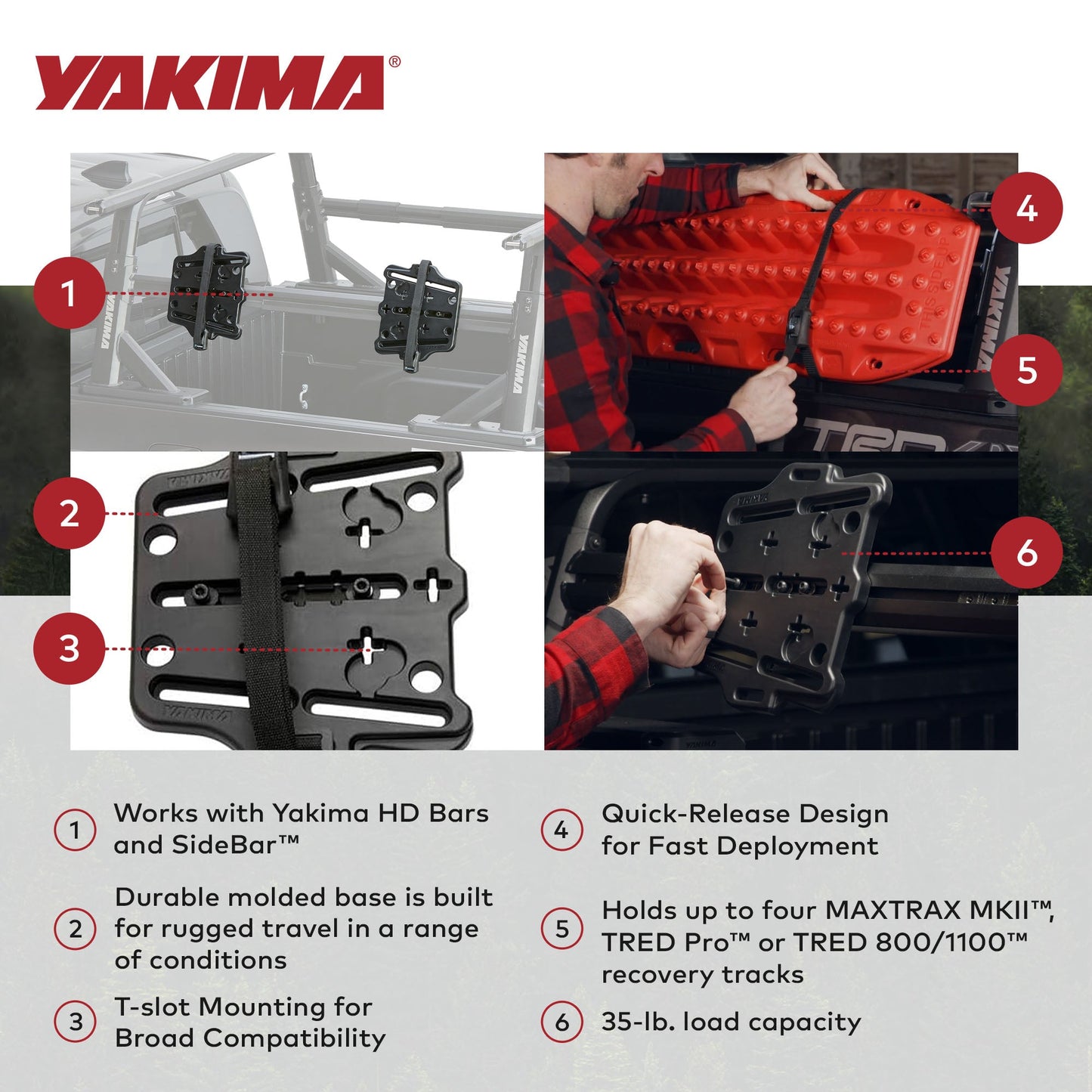 Yakima 35 Pound Load Capacity Recovery Track Mount for Yakima HD Bars or SideBar