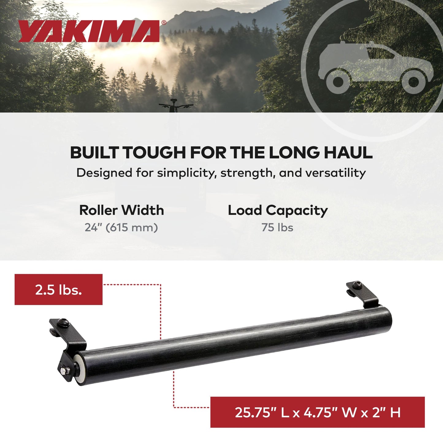 Yakima 2.5 Pound T-Slot Mounted Load Assist Ladder Roller, Compatible w/HD Bars