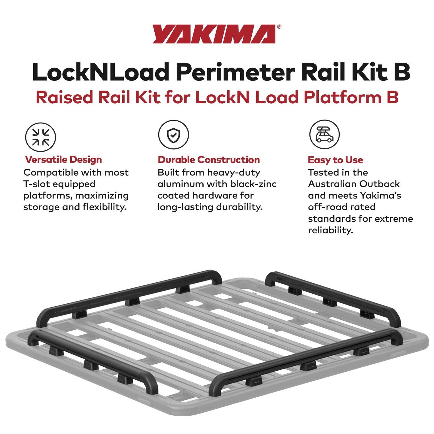 YAKIMA 60 by 54 Inch LockNLoad Perimeter Raised Rail Kit for Roof Rack, 4 Rails