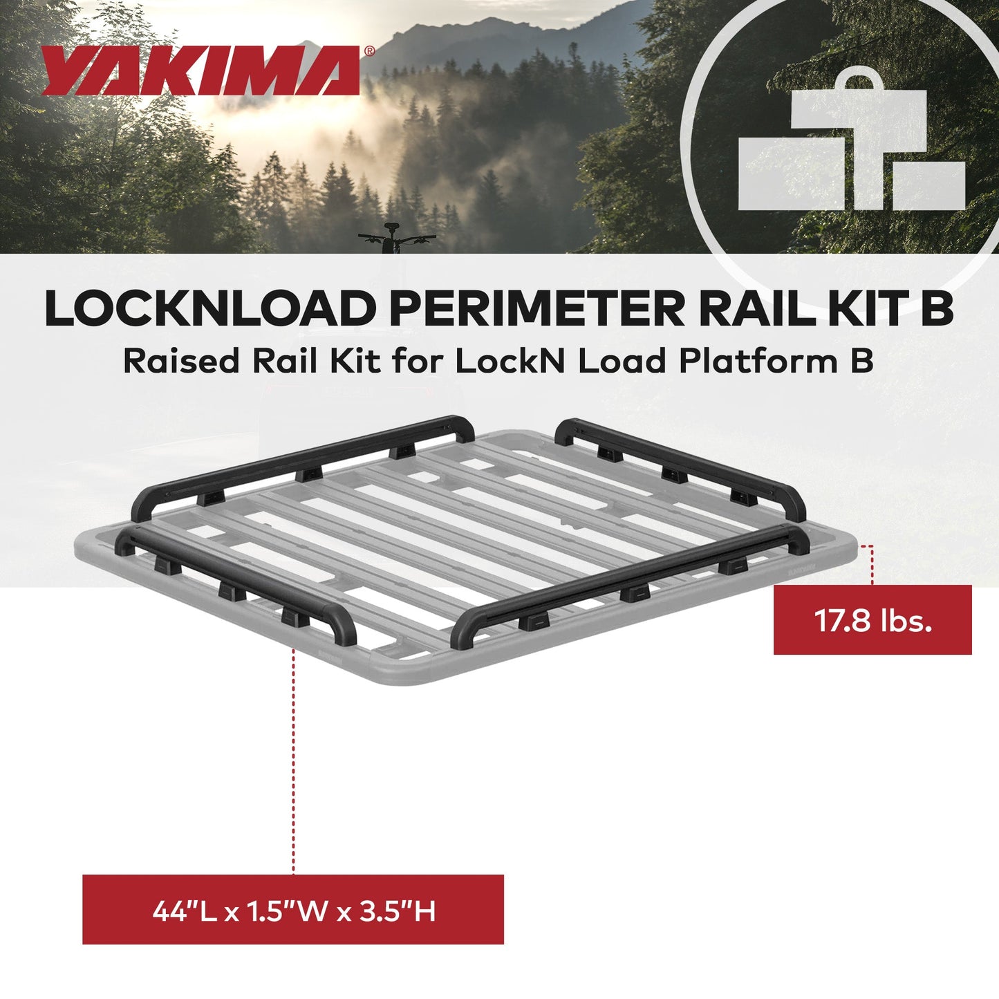 YAKIMA 60 by 54 Inch LockNLoad Perimeter Raised Rail Kit for Roof Rack, 4 Rails