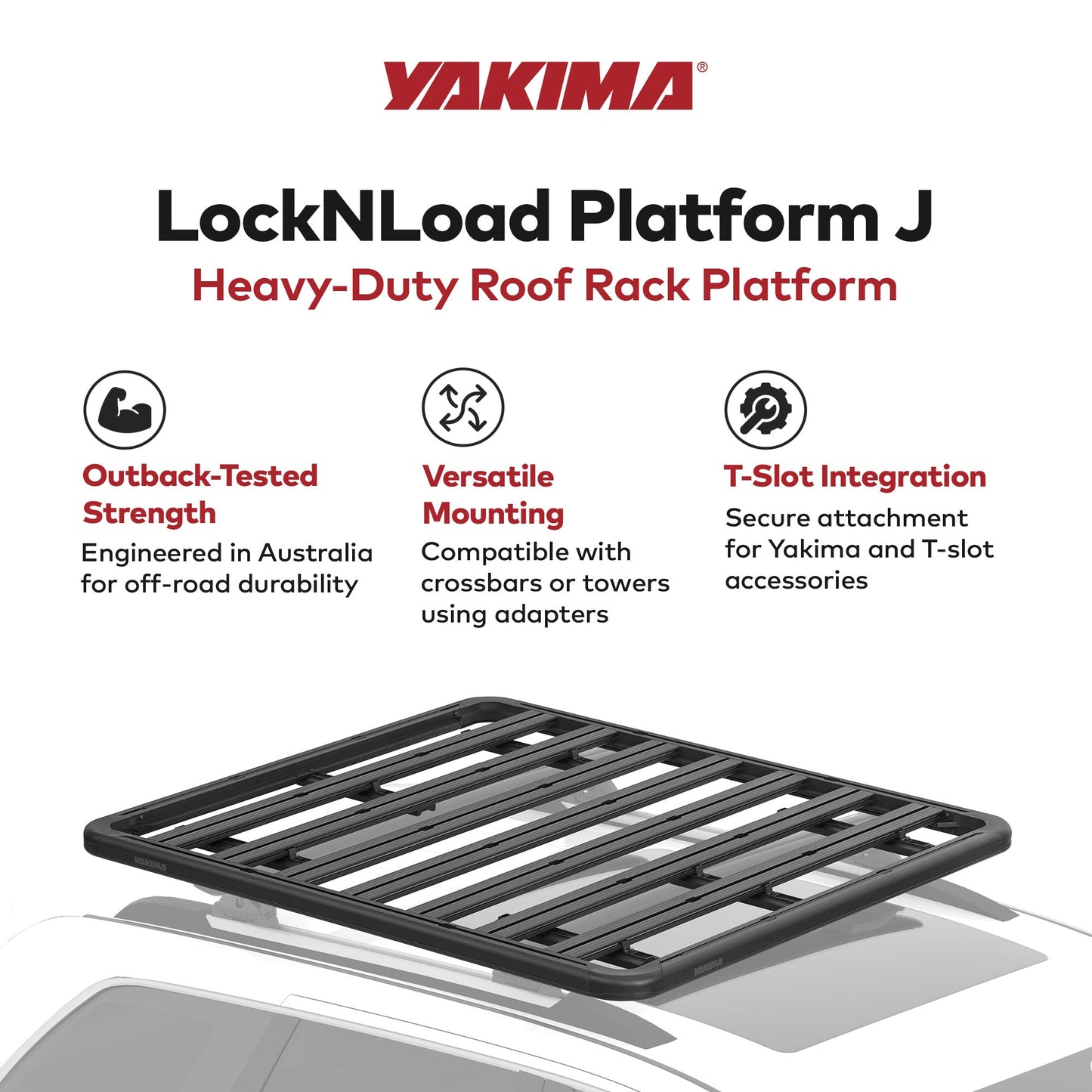 Yakima 76 by 65 Inch LockNLoad 3 Bar System Heavy Duty Roof Rack Platform, Black