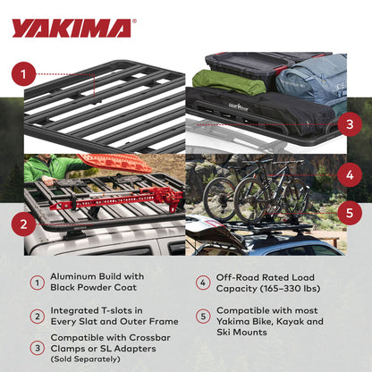 Yakima 76 by 65 Inch LockNLoad 3 Bar System Heavy Duty Roof Rack Platform, Black