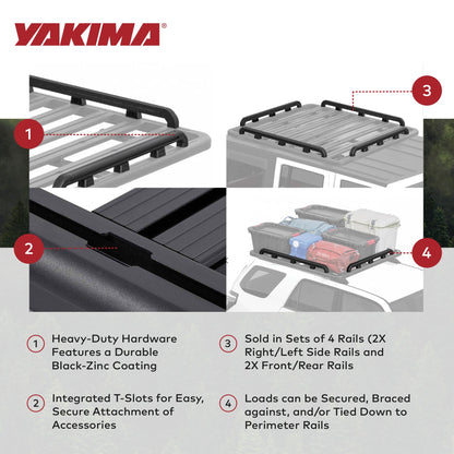 YAKIMA 55 by 49 Inch LockNLoad Perimeter Raised Rail Kit for Roof Rack, 4 Rails