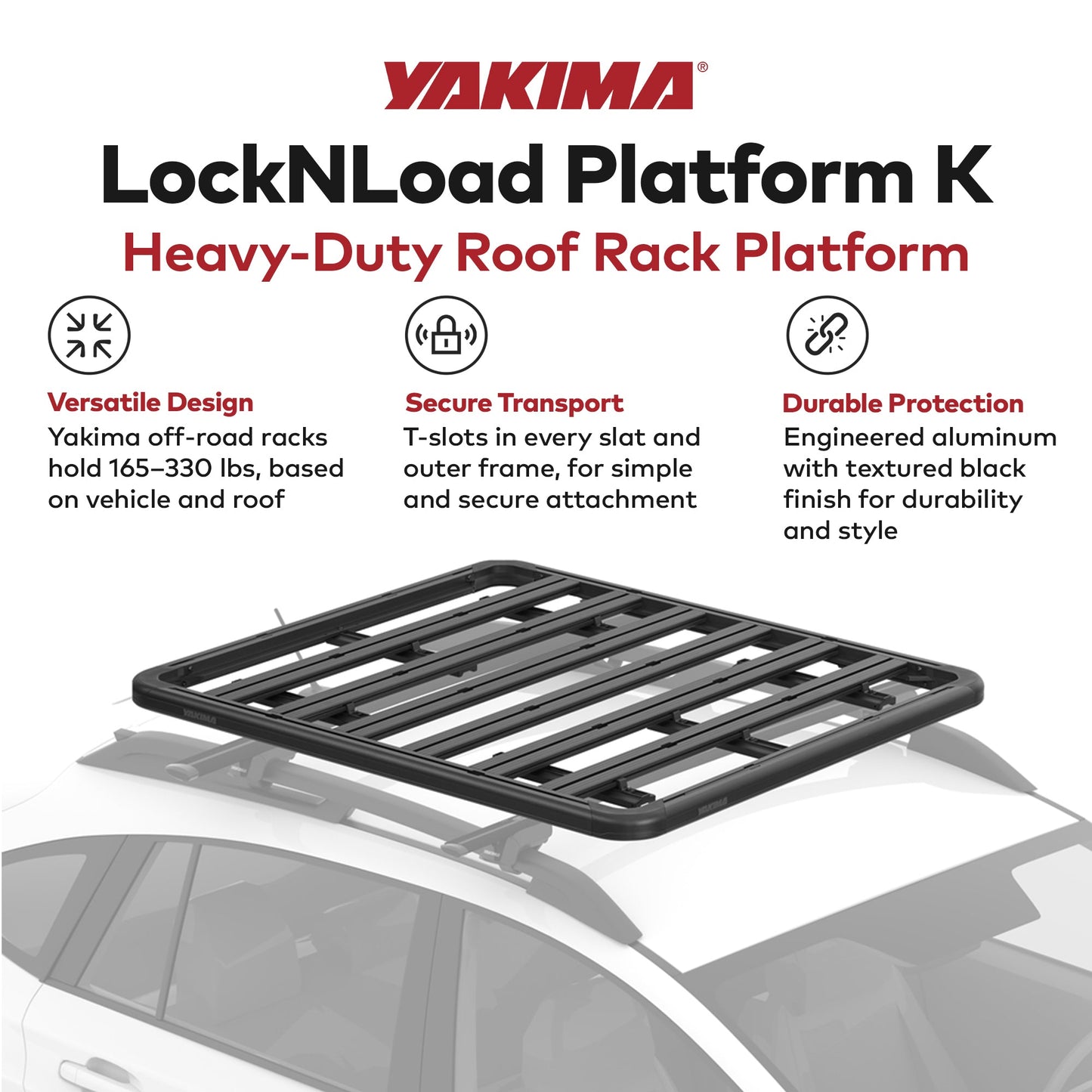 Yakima 55 by 49 Inch LockNLoad 3 Bar System Heavy Duty Roof Rack Platform, Black