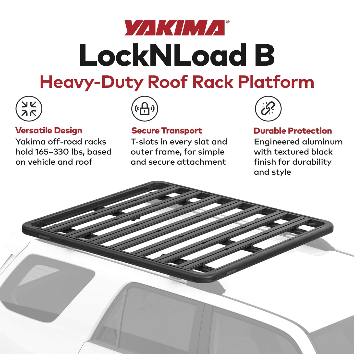 Yakima 60 by 54 Inch LockNLoad 3 Bar System Heavy Duty Roof Rack Platform, Black