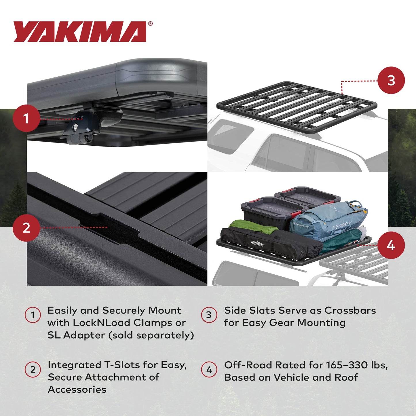 Yakima 60 by 54 Inch LockNLoad 3 Bar System Heavy Duty Roof Rack Platform, Black