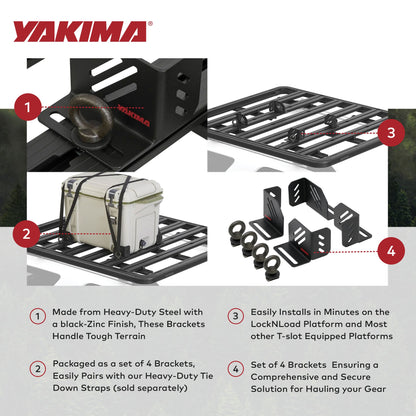 YAKIMA LockNLoad Platform Corner Bracket Kit with T Slot Gear Braces, Set of 4