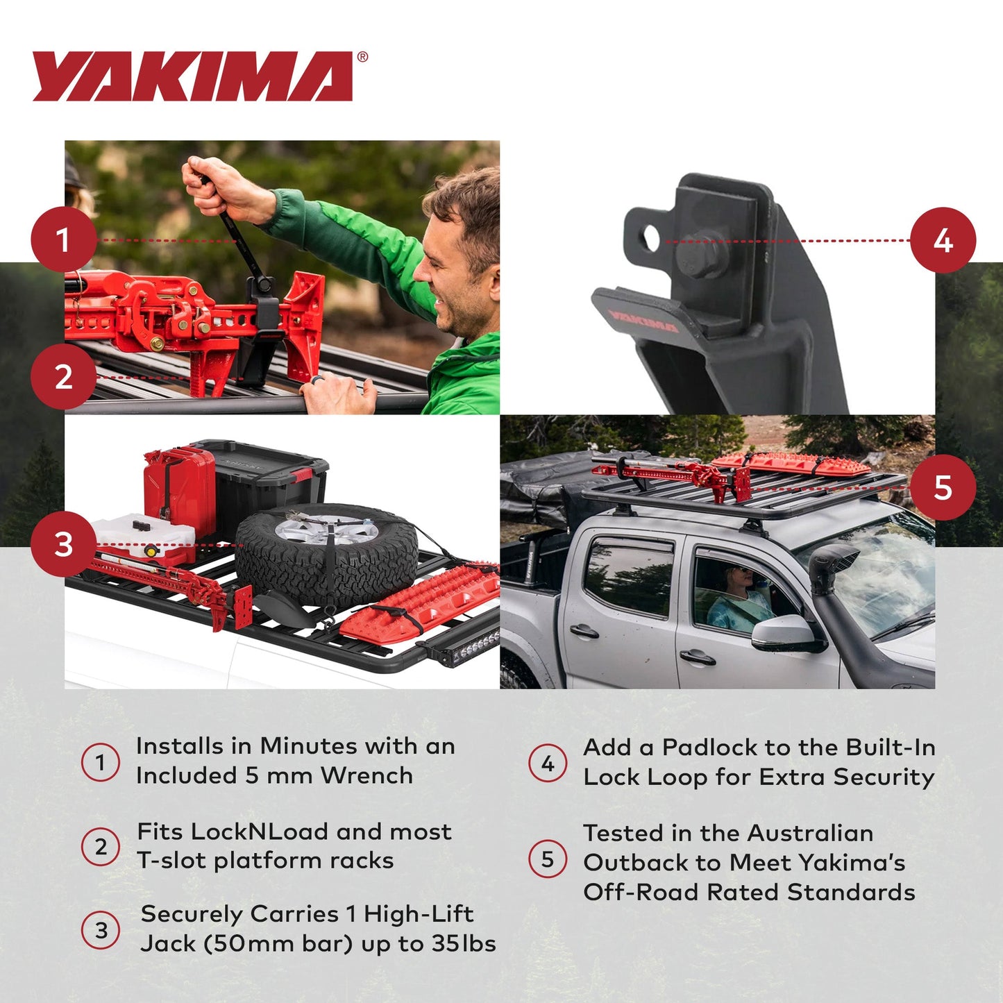 YAKIMA High Lift Jack Holder LockNLoad Roof Rack Platform Accessories, Black