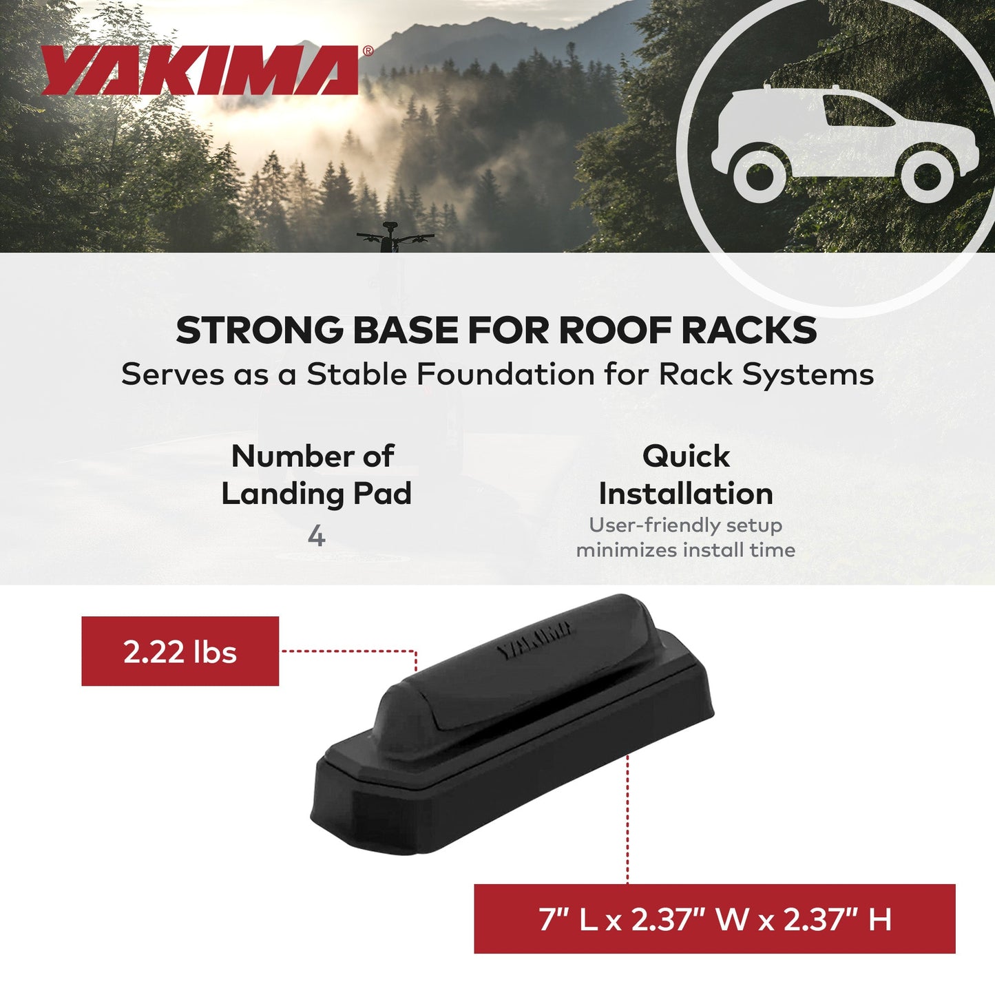 YAKIMA Landing Pad Fixed Point Tower Installation for Naked Rooftops, Set of 4