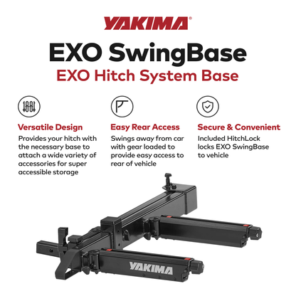 Yakima EXO SwingBase 2 Inch Hitch Base Rack Storage System with HitchLock, Black