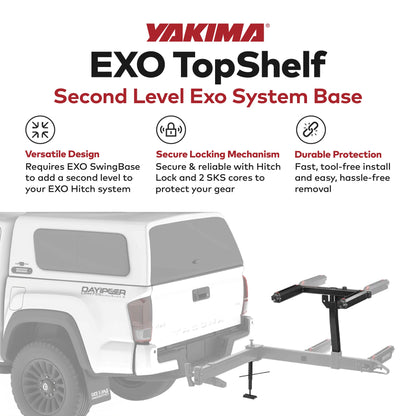 Yakima EXO TopShelf Second Level Hitch Base Rack Storage System with 2 SKS Locks