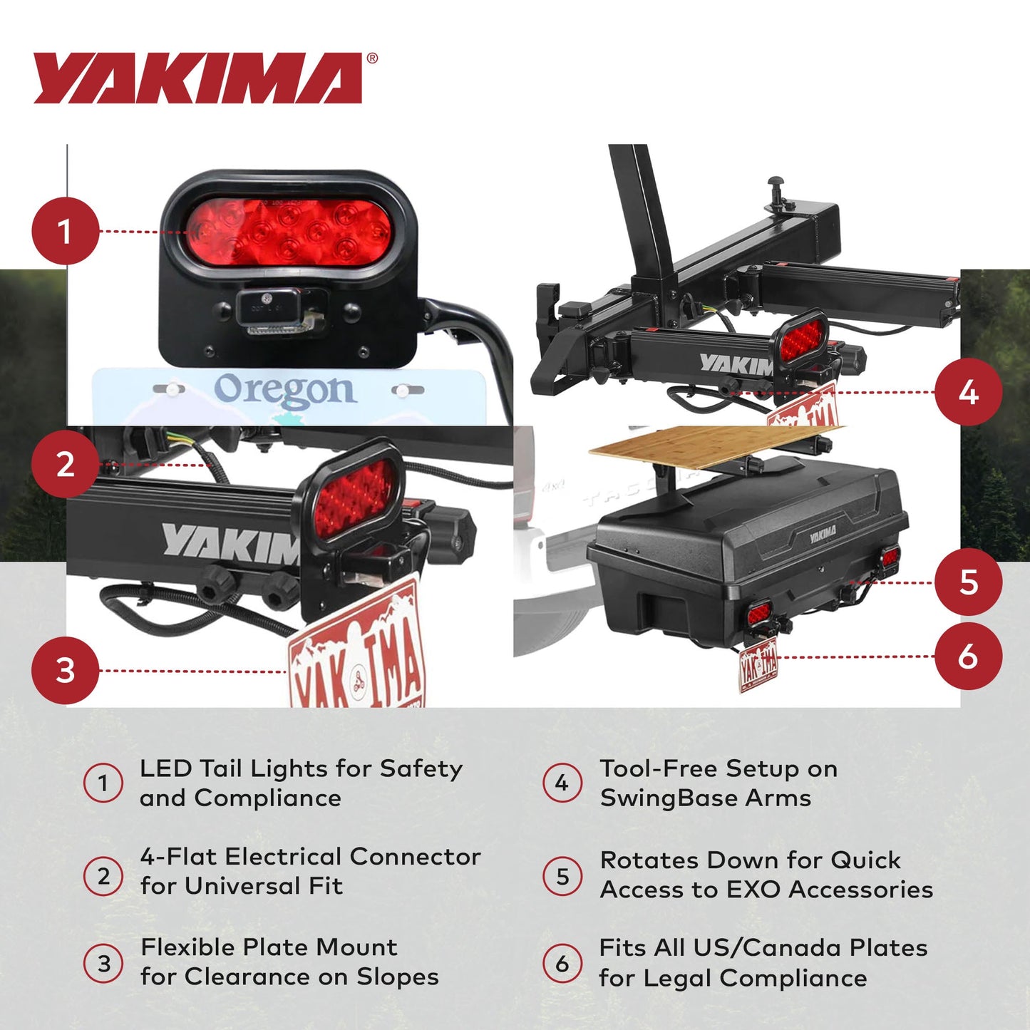 YAKIMA 5.4 Pound EXO LitKit with Tail Lights Accessory for EXO Hitch Rack System