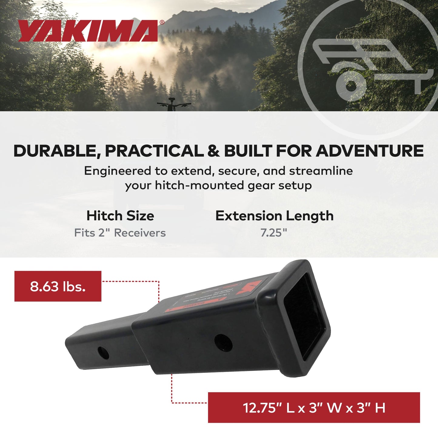Yakima StraightShot with Powder Coated Finish Type and Steel Construction, Black