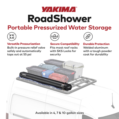 YAKIMA RoadShower Medium 7 Gallon Portable Pressurized Water Storage, Black